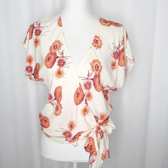 Madewell Tops - Madewell Twiggy Floral Print Wap Blouse Sash Tie